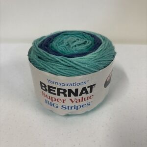 Bernat Big Stripes Yarn Deep Seas 54011 Yarnspirations Medium Weight 5oz